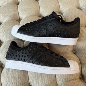 Adidas Black and White Woman’s Superstar Studded Sneakers
